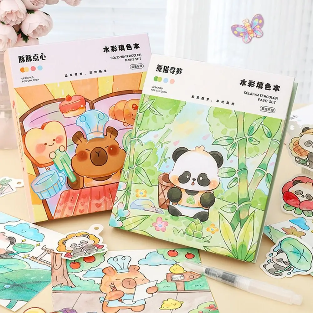 

Creative Gouache Graffiti Picture Book Gouache Art with 10-Color Pigment Blocks Blank Doodle Book Set Dip Pens Watercolor Paper