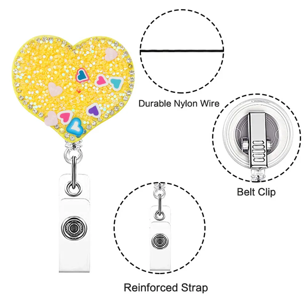 Cute Heart Butterfly Top Quality Retractable Nurse Badge Holder Clip ID Card Holder Keychains Lanyard Office School Supplies