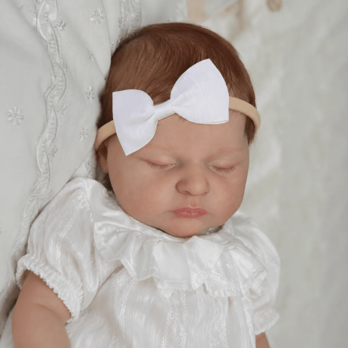 BZDOLL 48cm 19Inch Sleeping Reborn Doll Full Vinyl Body Hand-Rooted Hair Closed Eyes Doll Children Role Play Collectible Present