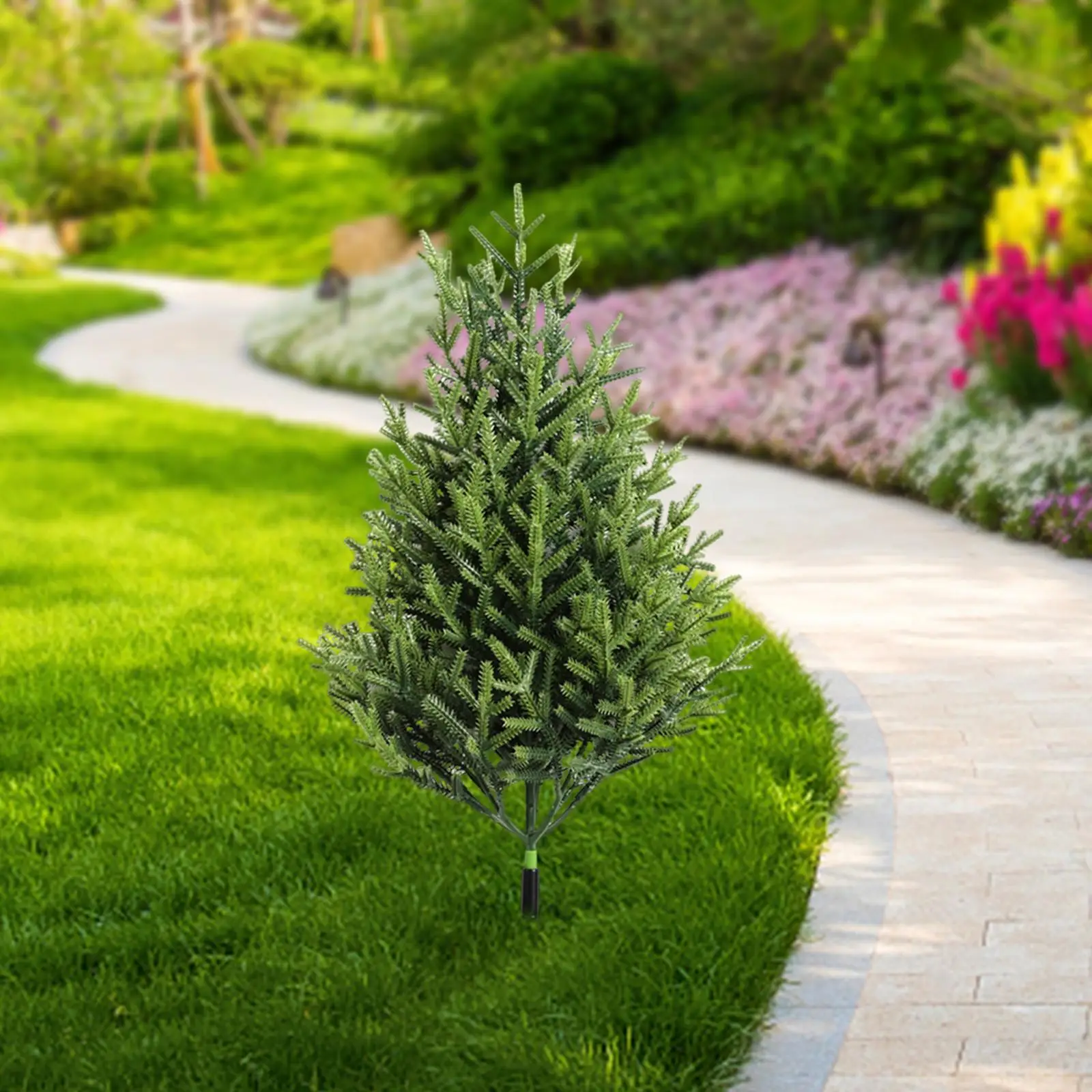Realistic Artificial Tree with Ground Stake Bushes Plants Greenery Shrubs for Outdoor Yard Front Porch Decorative Landscape