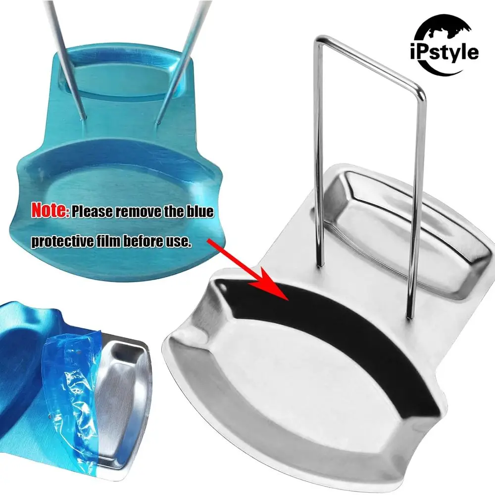 Stainless Steel Pan Lid Holder with Spoon Rest for Kitchen, 304 Grade, Sleek Organizer