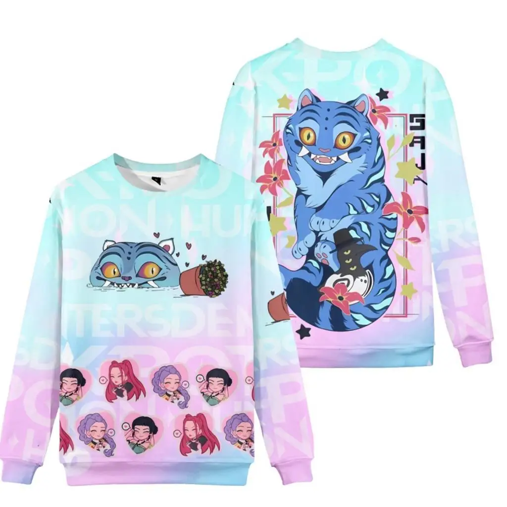 سترة مريحة بطبعة نادي Kpop Hunters Witch، نمط الخريف والشتاء للرجال والنساء والأطفال، بلوزة متعددة الاستخدامات بياقة دائرية وأكمام طويلة