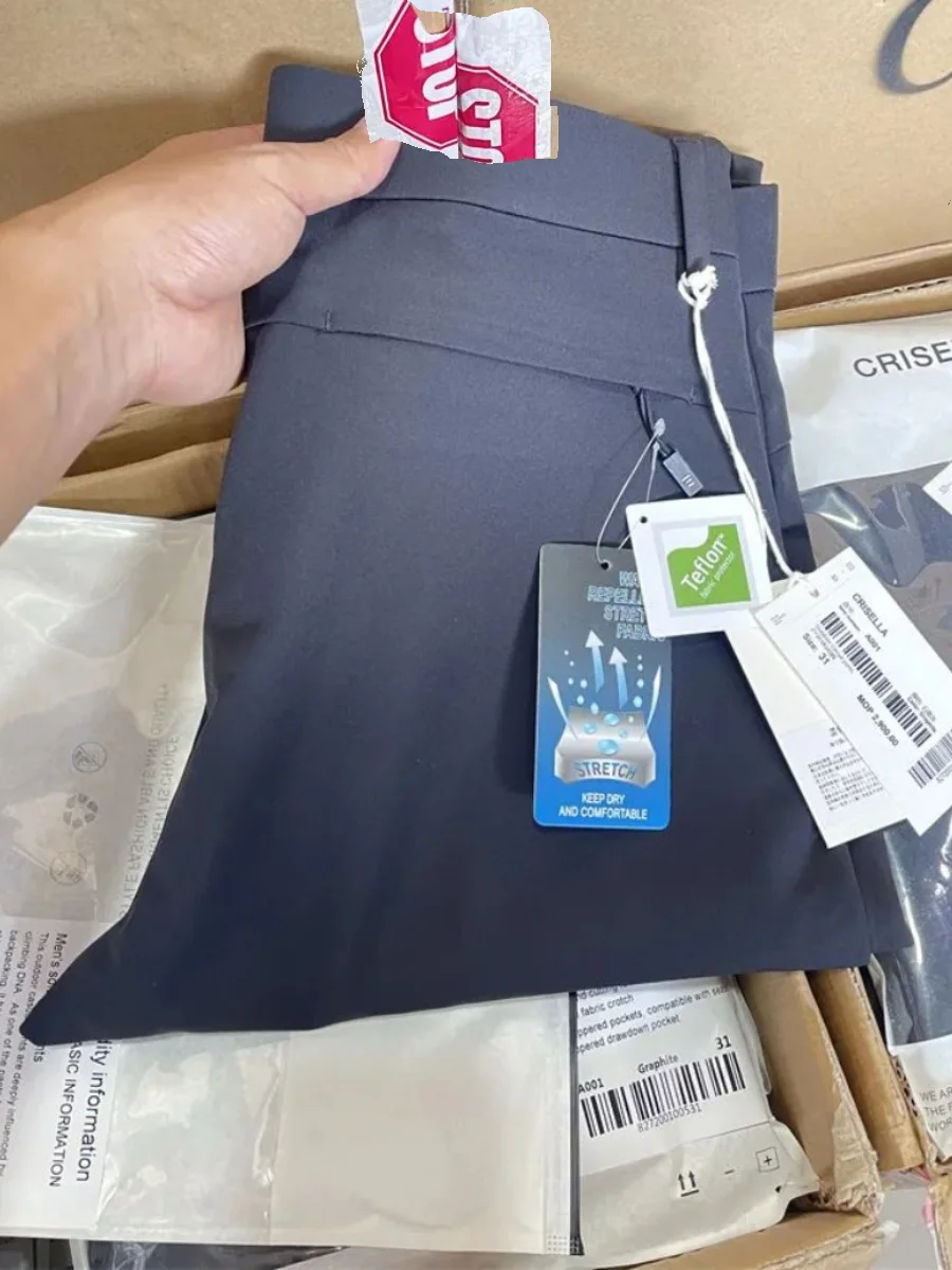 

Outdoor Men's Busin Casual Pants Double Layer Cosite Tee Proof Warm Straight Leg Elastic Youthful Spring Autumn Wear