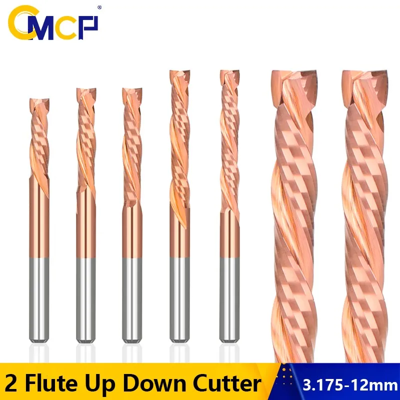 

CMCP UP DOWN Cut Compression Milling Cutter 3.175-12mm Shank Two Flute Spiral Carbide Milling Tool CNC Router Bit Wood End Mill