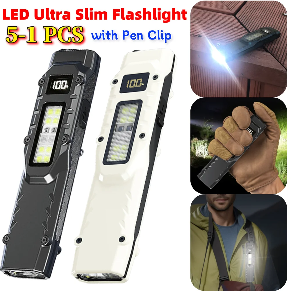 

Светодиодный ультратонкий фонарик с зарядкой через USB, мини-фонарик для кемпинга, IPX44, водонепроницаемый портативный карманный фонарик 1000 мАч для походов на открытом воздухе