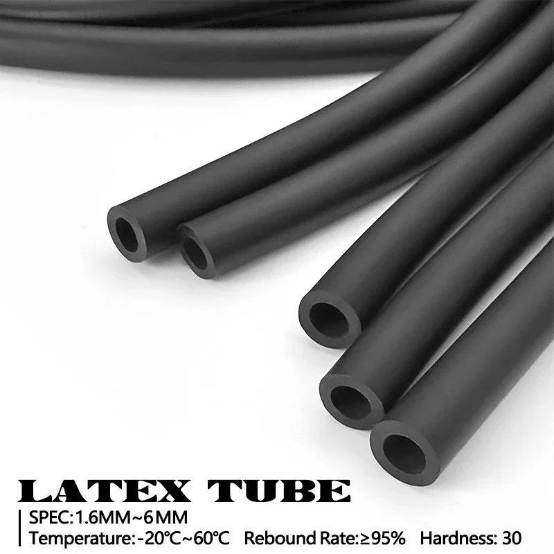 Black Nature Latex Rubber  OD 3.2~13mmTension Rope Pipe High Resilient Elastic Tube Slingshot for Hunting Slingshot Catapult Bow