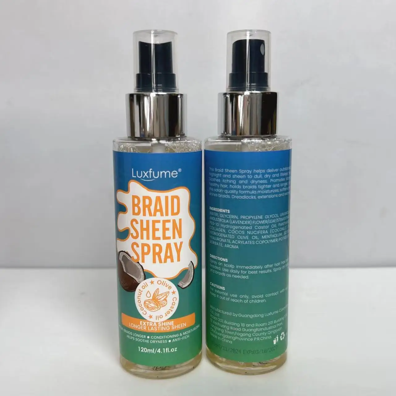 Braid Sheen Spray 120ml With Coconut Oil For Dreadlocks Care styling spray Scalp For Nourish Scalp Extra Shine Hair Care Spray