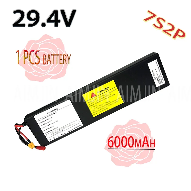 29.4V 6.0Ah 7S2P 18650 Li-ion Rechargeable Battery Pack For 29.4V Electric Scooter with BMS Replace battery XT30+JST Plug