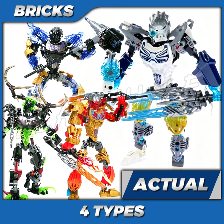 4Types Bionicle Unity Mask Uniter of Fire Earth Ice Tahu Onua Umarak the Hunter 611 Building Kit toys Compatible With Bricks