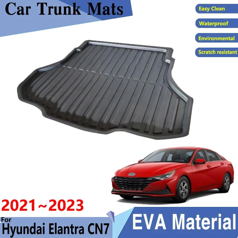 Car Mats for Hyundai Elantra CN7 2021 2022 2023 Car Cargo Tray Trunk Organizer Rear Mats Accessories EVA Material Leather Pads