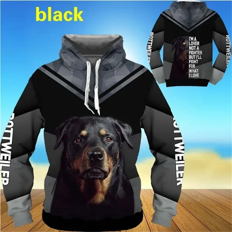 3d Print Animal Funny Rottweiler Dog Hoodies For Men Casual Pullovers Sweatshirt Loose Oversized Mens Streetwear Tops