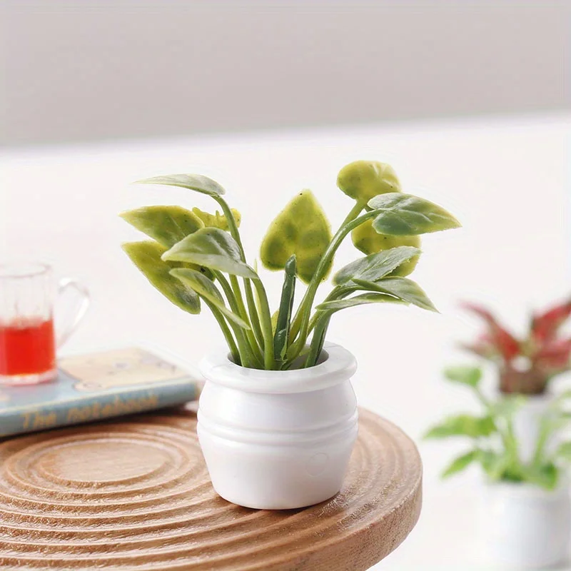 3pcs/set Mini Miniature Potted Plant, Model Fake Greenery Ornament Tiny Bonsai Model Garden Plants Floral Decor Bonsai