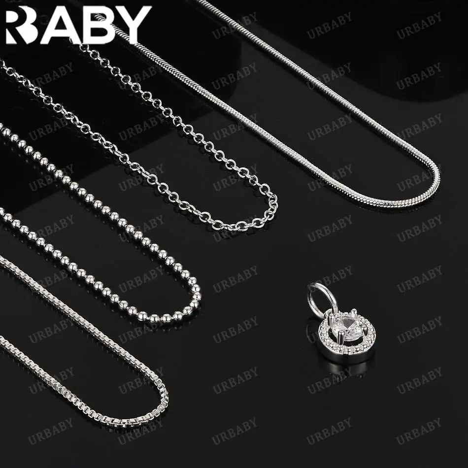 

URBABY 40-75cm 925 Sterling Silver Zircons Pendant Necklace For Women Creativity Gifts Street All-match Party And Daily Wear