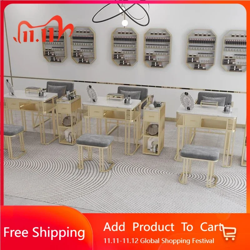 

Aesthetic Storsgr Nail Desk Rechargeable Trendy Drawer White Aesthetic Nail Desk Designer Professional Supplies Trendy Furniture