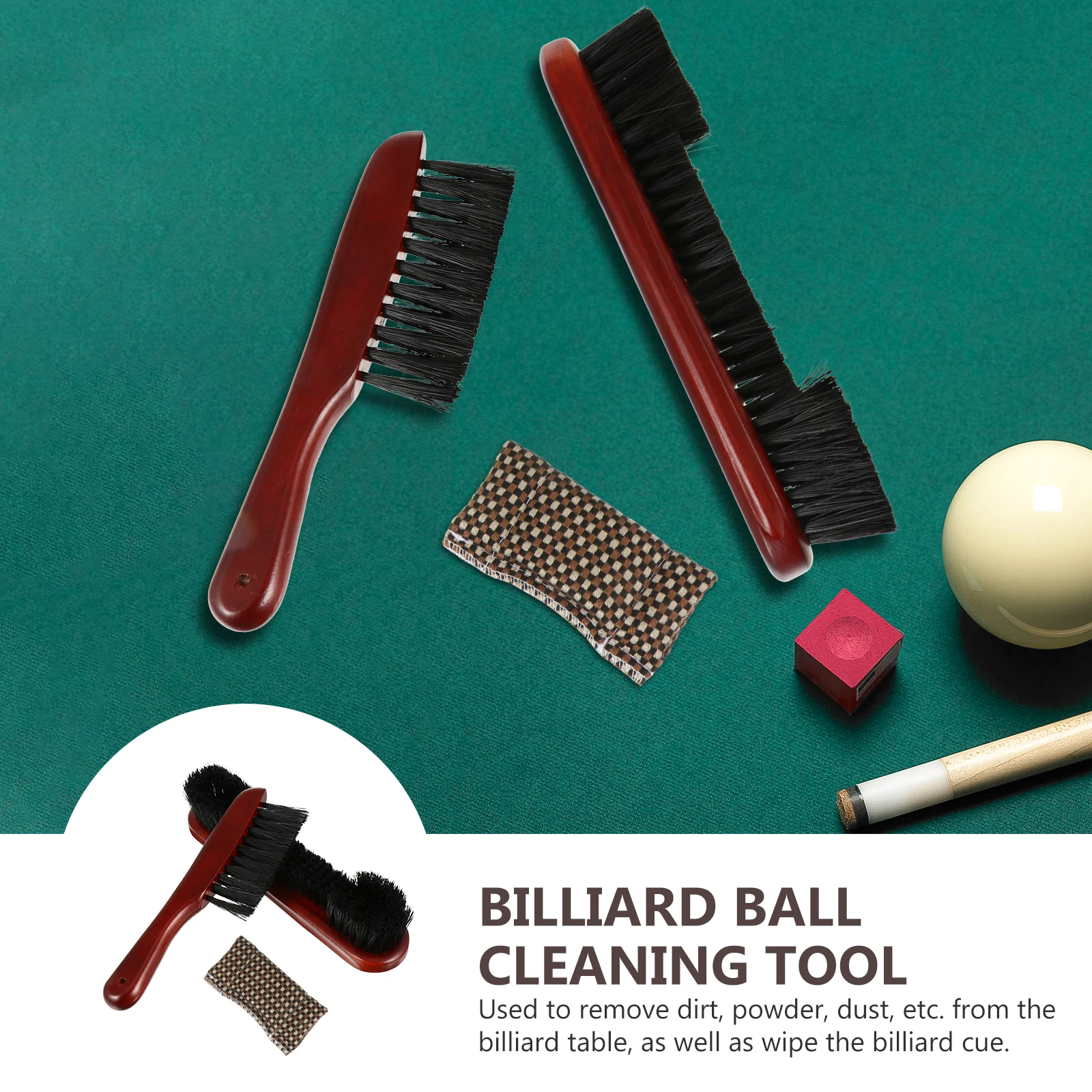 

Rod Wiper Brush Pool Table Accessories Kit Billiard Rail Cleaning Towel Brushes Solid Wood