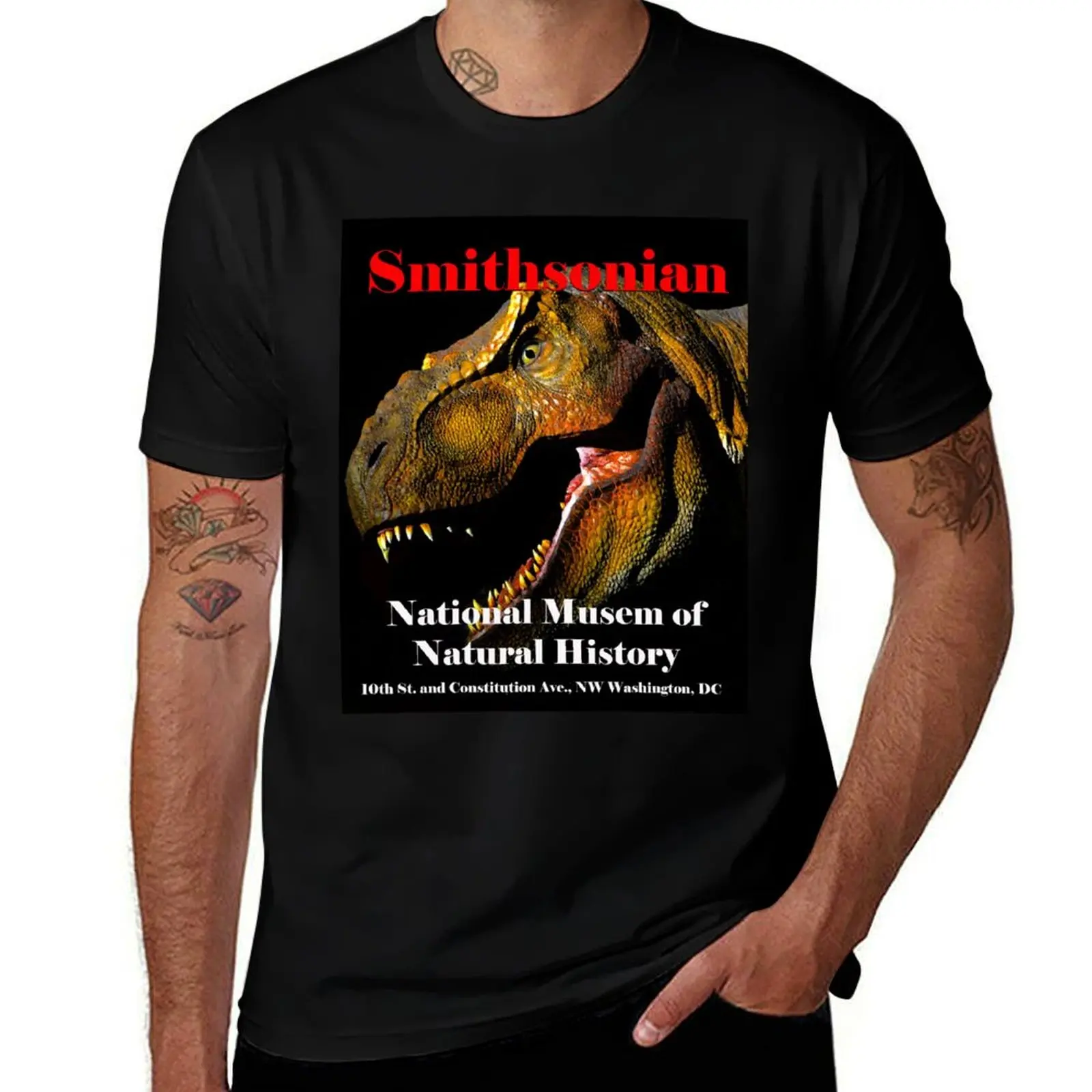 Smithsonian T Rex Natural History Museum T-Shirt Big Size Short Sleeve Tee for Men T-Shirt