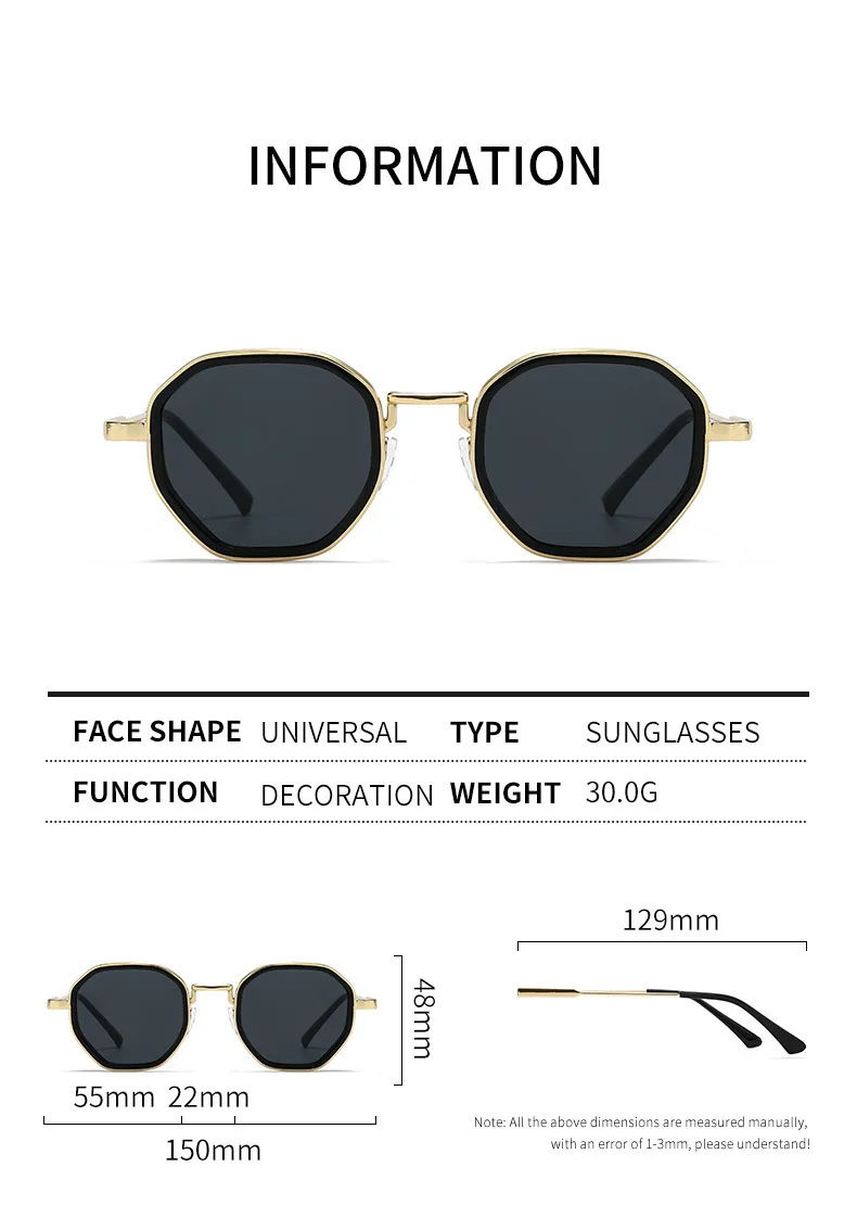 Neue modische Unisex-Sonnenbrille aus Metall mit geometrischem Design, Retro, personalisierbar, trendiger Streetstyle, UV-Schutz, 222 – Detail 7
