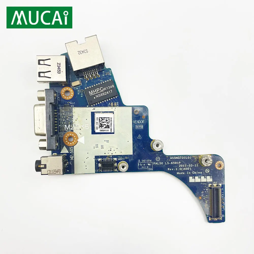 

Audio LAN USB Jack board For Dell Latitude E6420 laptop USB Charging VGA network card RJ45 Audio board PAL50 LS-6591P LS-6592P