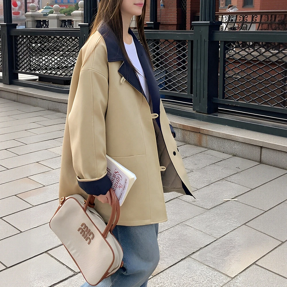 

Куртка на хлопковой подкладке с длинным рукавом, повседневная стильная осенне-зимняя одежда, прямые рукава-трубы, без украшения, модный женский топ