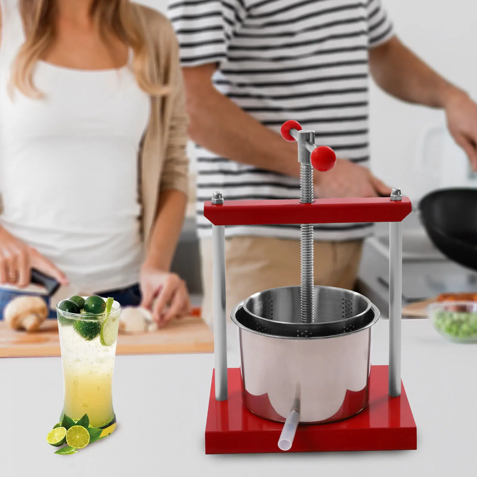 

6L/1.6gal Juice Maker Stainless Steel Fruit Wine Cider Press Apple Grape Crusher Juicer