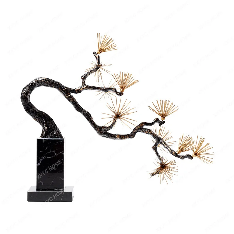 

Новые металлические иголки в китайском стиле, украшение из сосны для гостиничного лобби, искусственное декоративное дерево для книжной полки