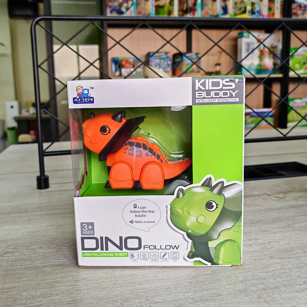 Leuk en leuk dinosaurusspeelgoed met lijntracing, zintuiglijke tracking muziek dinosaurus kinderwagen voor vroeg onderwijs