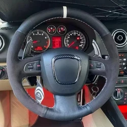 Car Steering Wheel Cover Genuine Leather Suede For Audi A3 8P Sportback A4 B8 Avant A5 8T A6 C6 A8 D3 Q5 8R Q7 Car Accessories