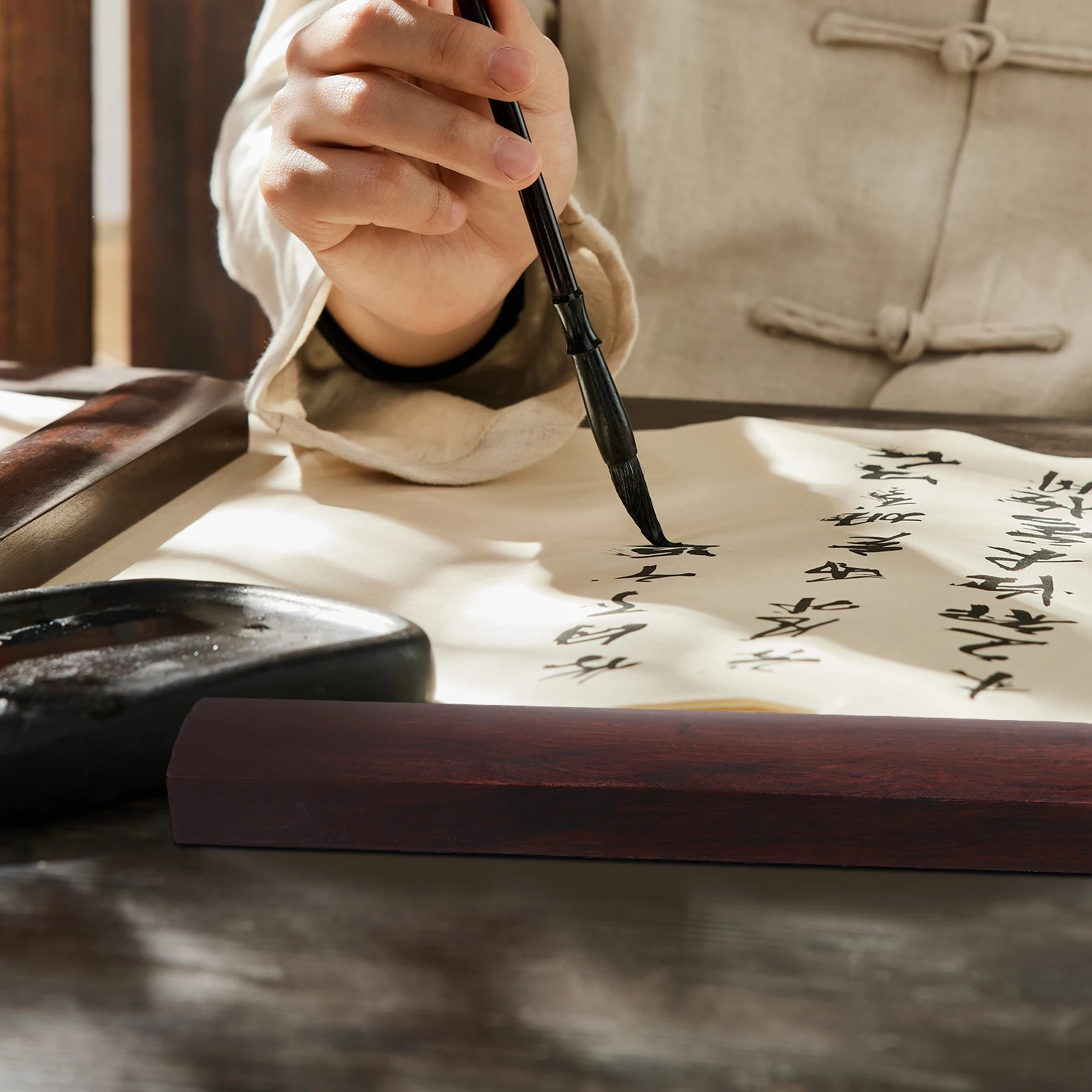 

Wooden Calligraphy Paper Weight 18CMx35MM Smooth Surface Durable Practice Writing Office Desk Supplies Furniture