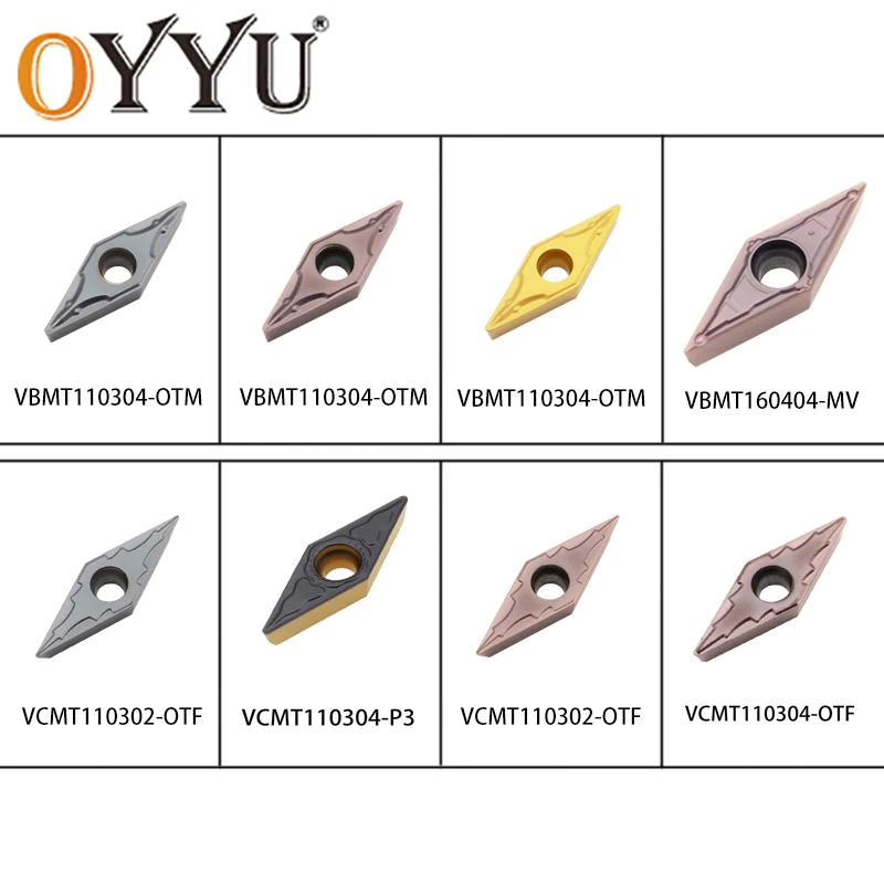 OYYU CNC VCMT110302 VCMT110304 160404 160408 VBMT110304 VBMT160404-MV VBMT VCMT OTF P3 OTM MV Universal Stainless Steel Carbide