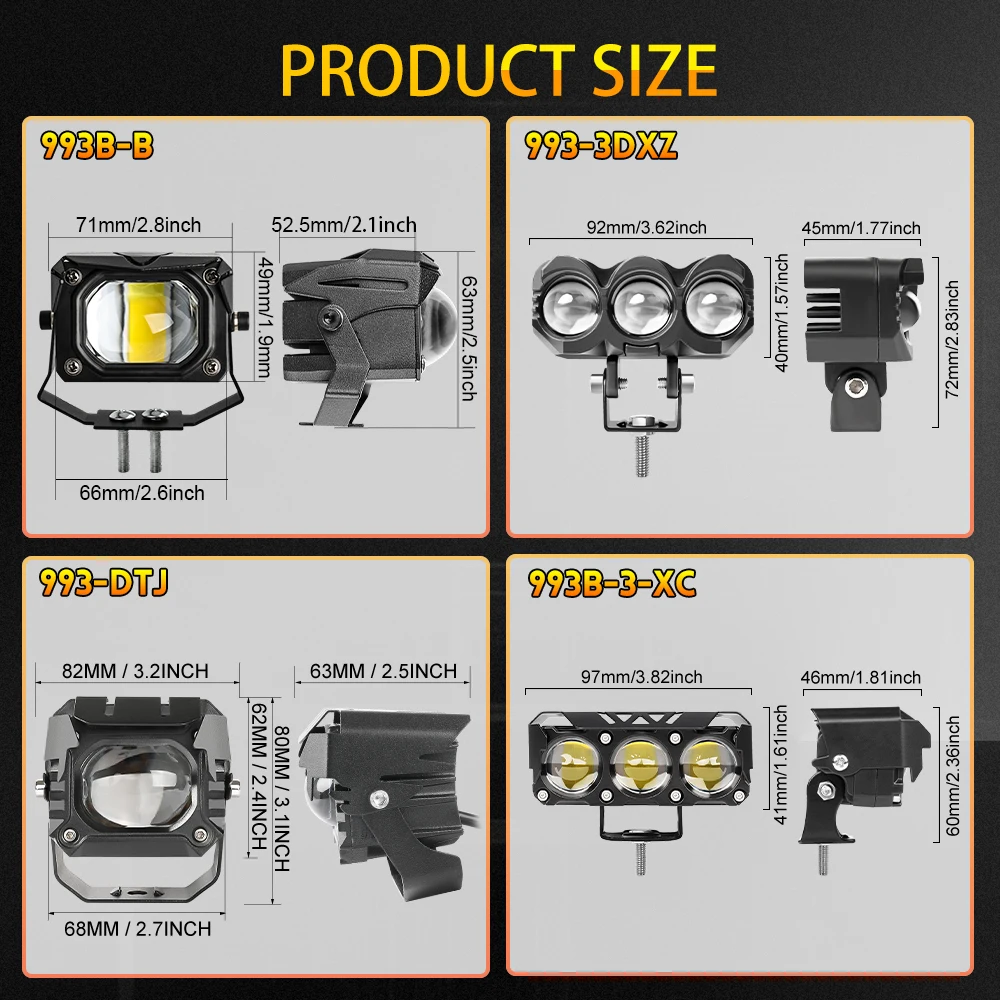 HL Spot and Flood Beams 20000LM LED Work Light 6500K 3500K Driving LED Light with Canbus Fog Amber Light off-road use 12V 24V