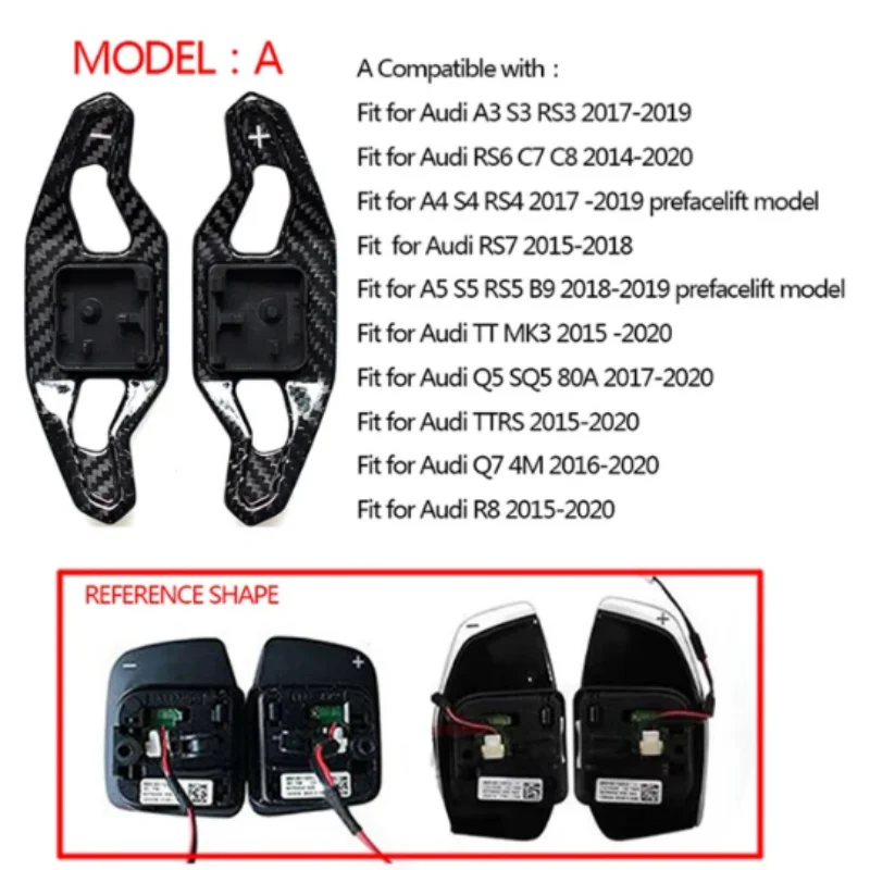 SK CUSTOM For Audi Carbon Fiber Steering Wheel Shift Pads Replacement Installation A3A4S5 RS3 B8 A6 TT R8 Modified Shift Pads