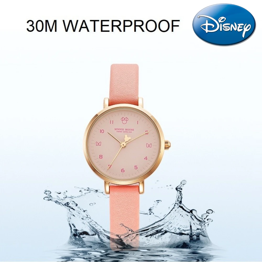 Disney Gift With Box Ladies Watch Mickey Mouse Genuine Leather Quartz Womens Clock Waterproof Fashion Relogio Feminino