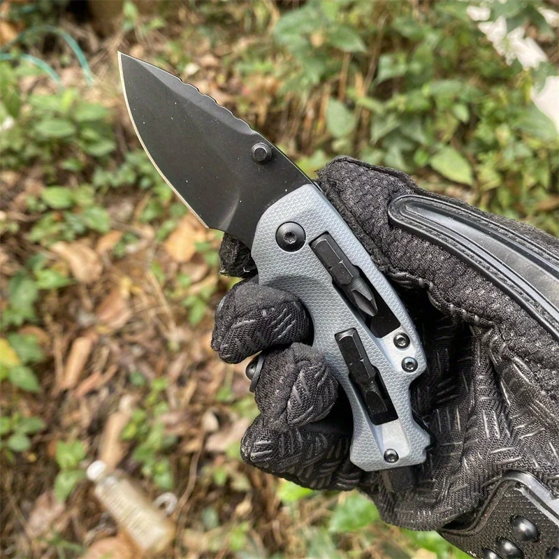 

6CM 42° Shuffle II DIY Multi-Function Folding Knife 2.4" Black Drop Point Blade GFN Handles Camping Hunting Fishing EDC Tool