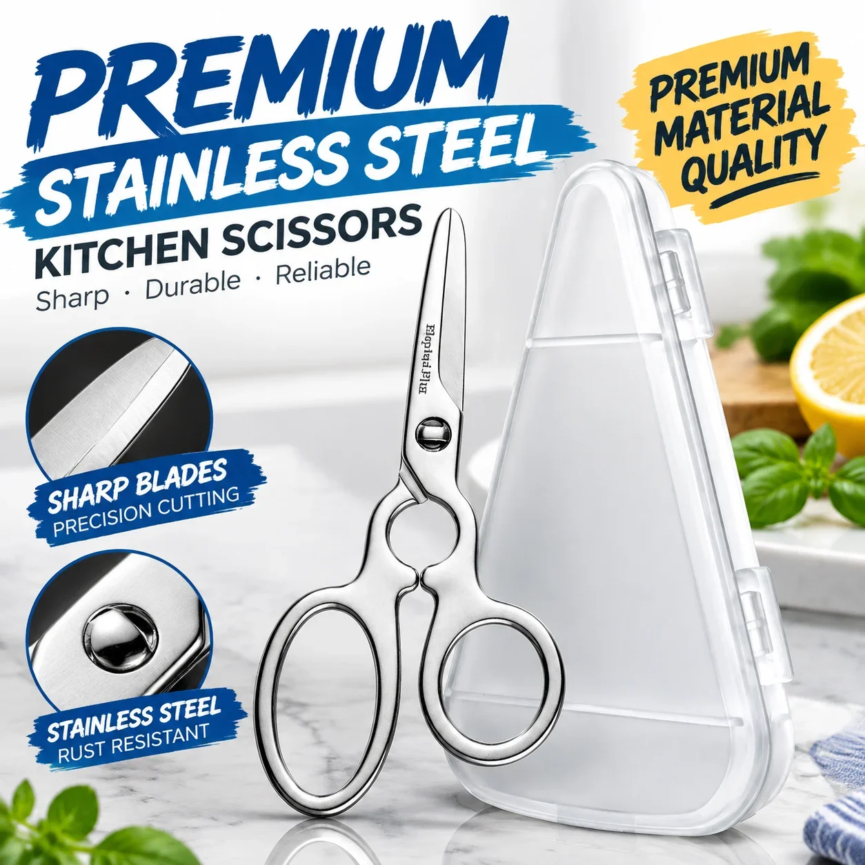 All Steel Scissors For Baby Food,Portable Food Cutting Shears With Dust Cover For Kitchen,Multi-purpose Non-slip Food