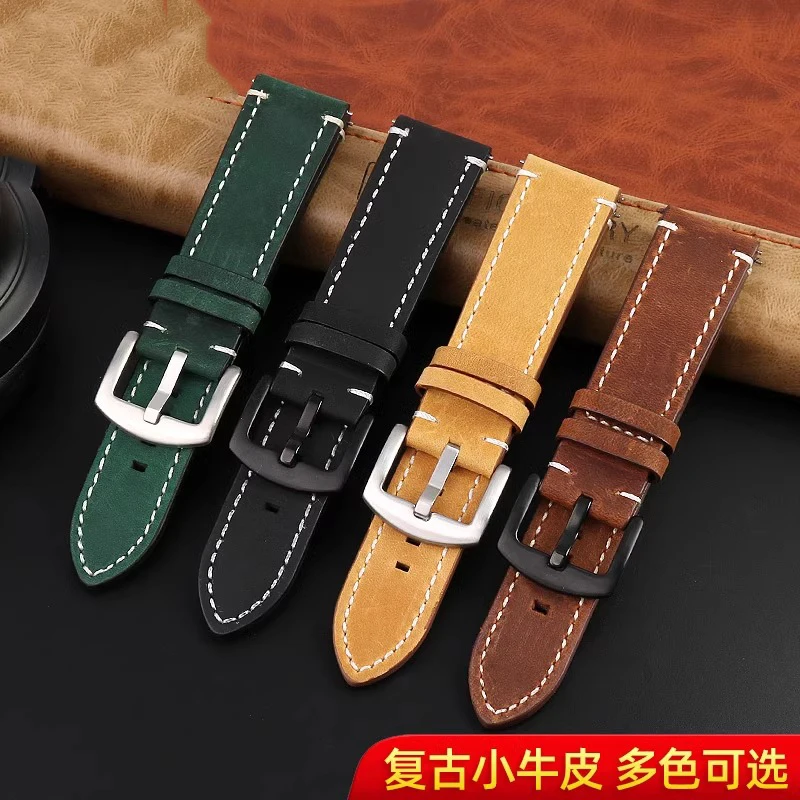 18mm Retro Leather Watchband For Casio AE1200 AE1300 A158W/A168 W-216H F91 Vintage Cowhide Strap convex mouth Men's Bracelet