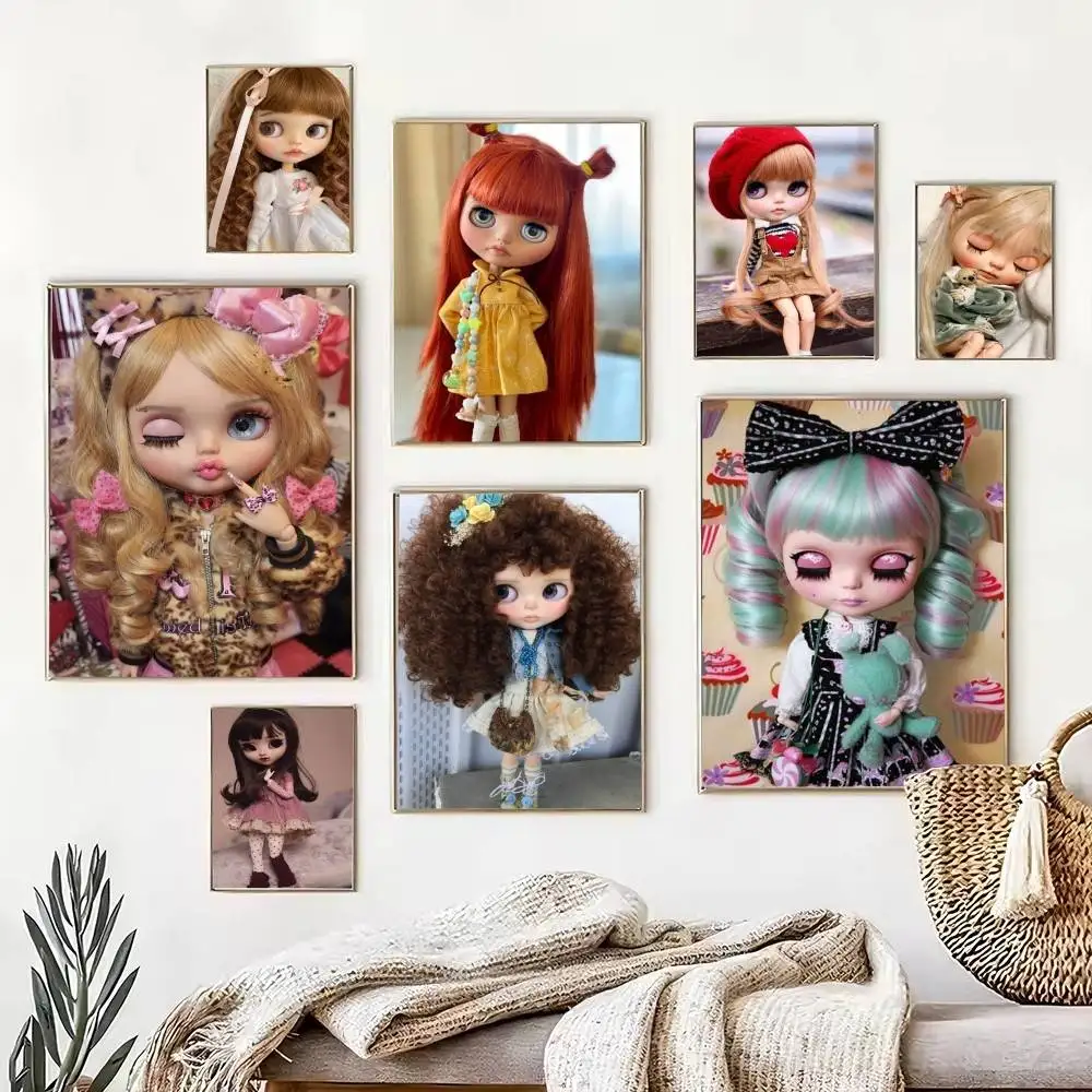 Adorable D-Doll B-BlytheS  Poster Waterproof Wall Art Sticker For Bar Living Room Vintage Decor High Quality Print Gift