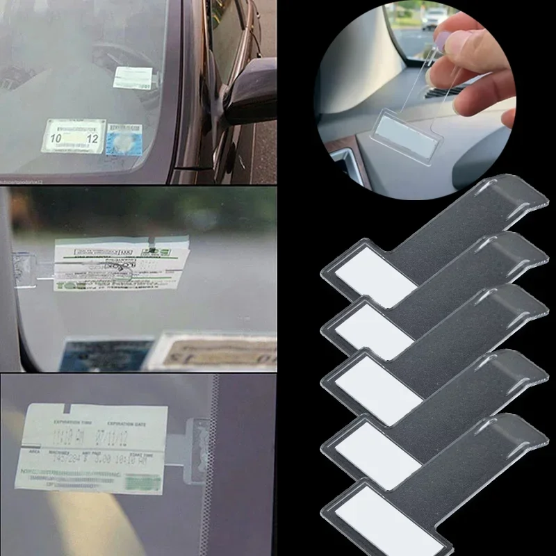 

1/3/5PCs Universal Car Windshield Parking Ticket Clip Sticker High Quality Sturdy Card Bill Stop Permit Clips Auto Accessories