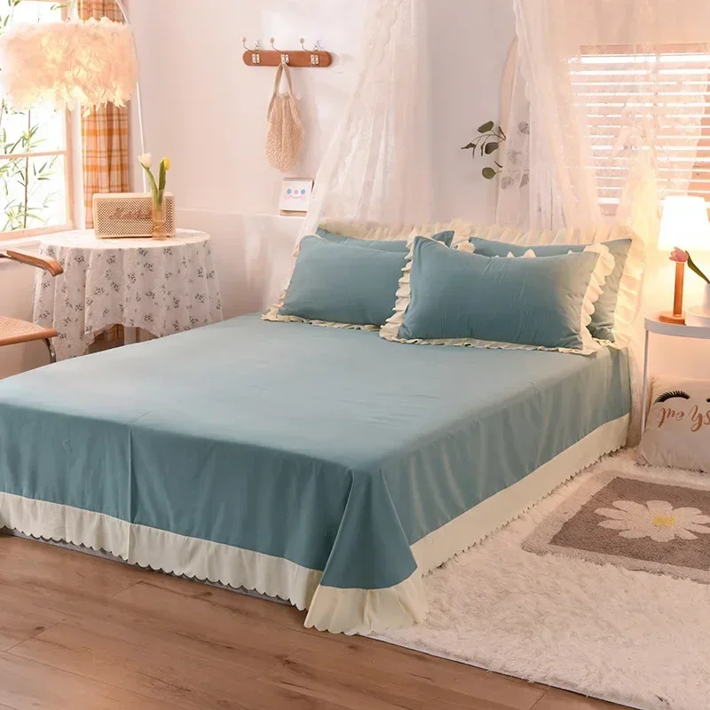 In-laws Princess Wind Skin four-piece set thickened brushed four-piece set solid color bed sheet set bed skirt bed 4-piece