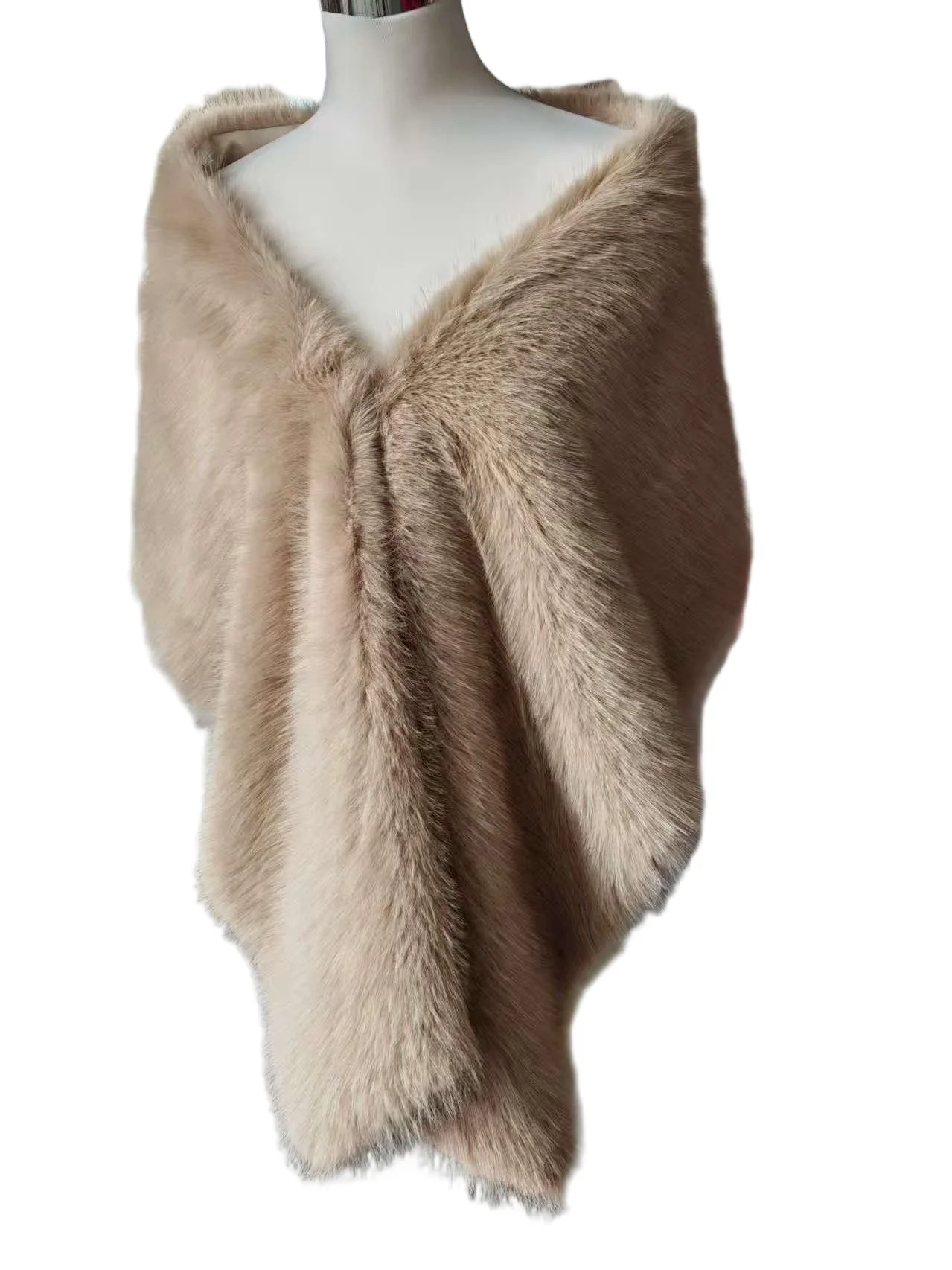 Sciarpa con scialle in pelliccia sintetica da donna Avvolgente Colletto invernale di lusso più caldo Sciarpa da donna per festa di nozze Anni '20 Stola in pelliccia soffice Capelet