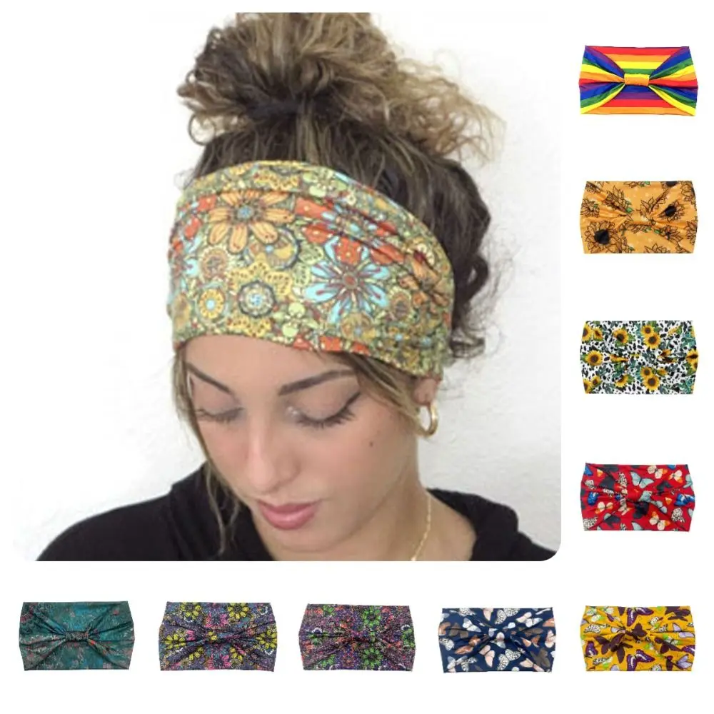 Elastic Turban Headwear Bohemian Headband Cotton Stretch African Pattern Women Headwrap New Casual Yoga Hair Band Outdoor Sports