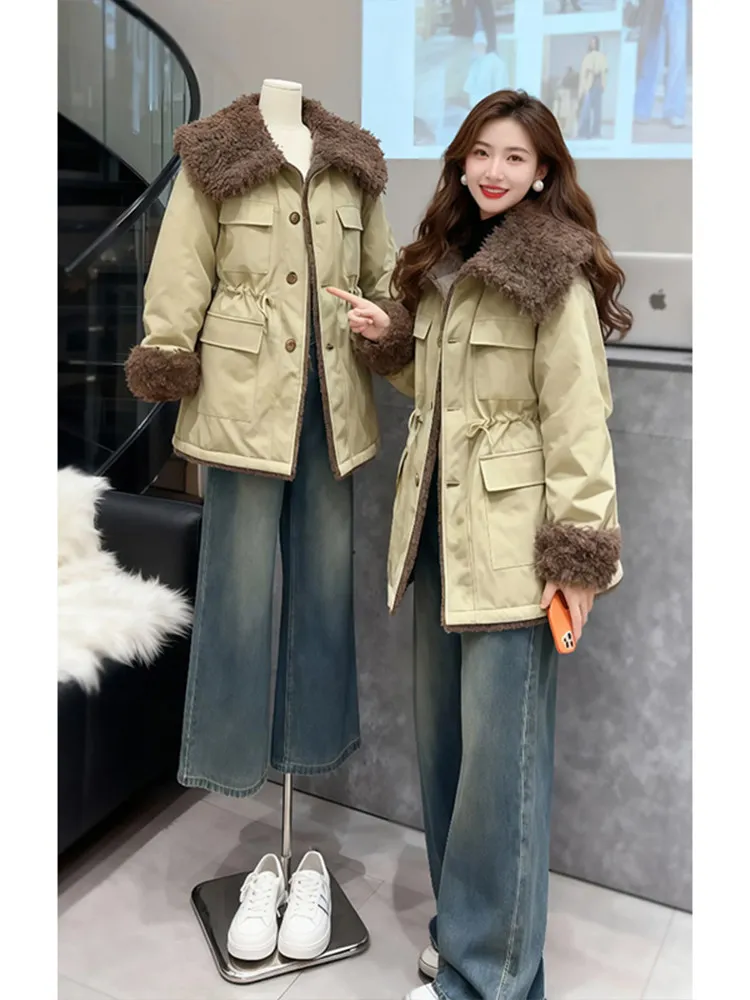 

Ретро-куртка в гонконгском стиле средней длины из хлопка для женщин: модная, удобная зимняя верхняя одежда в корейском свободном крое