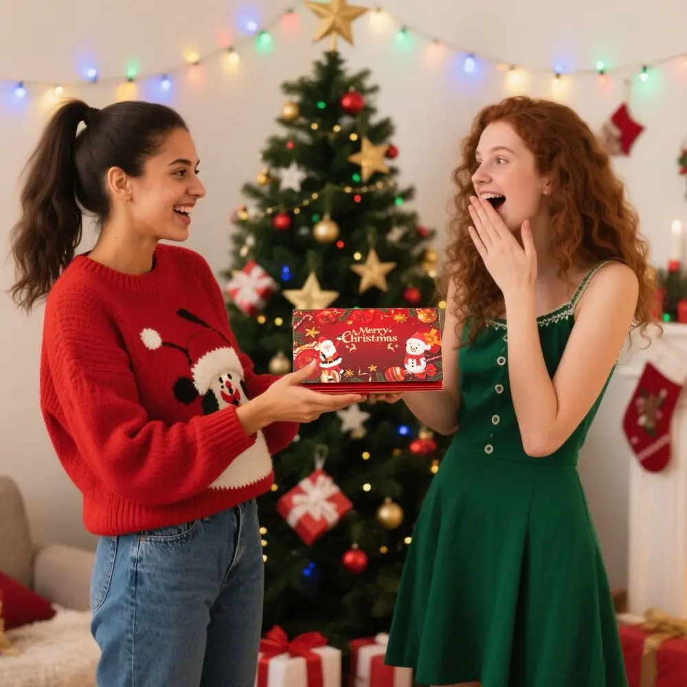 2 Set Busta per carte di denaro di Natale di Babbo Natale Carta per banconote pieghevole portafortuna rossa 6 posizioni delle carte Alce Decorazioni di buon Natale