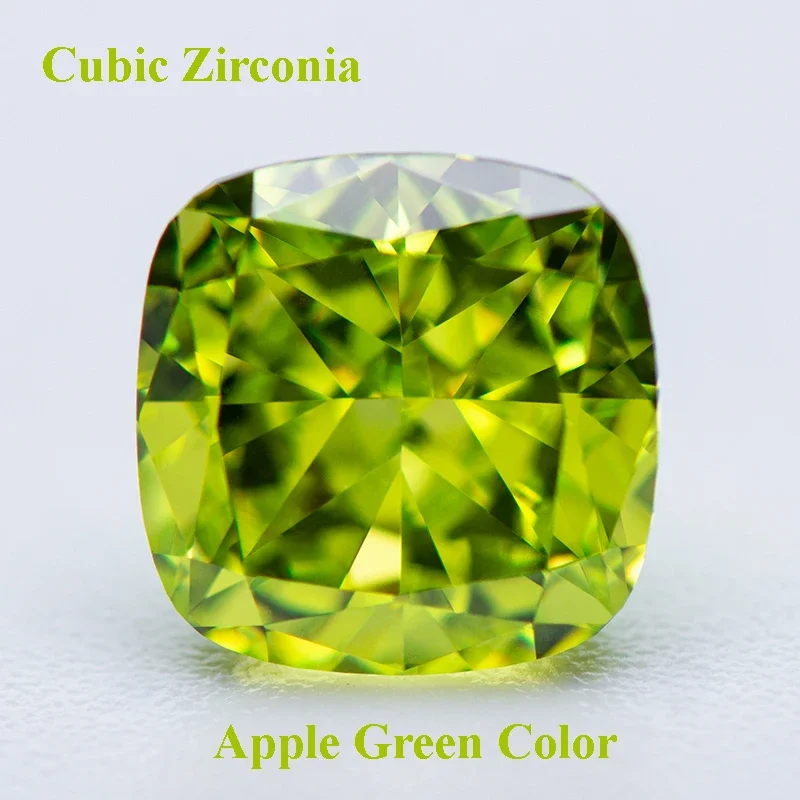 

Cubic Zirconia Crushed Ice Cut Apple Green Color Square Cushion Shape Charms for Diy Jewelry Making Materials No Certificate