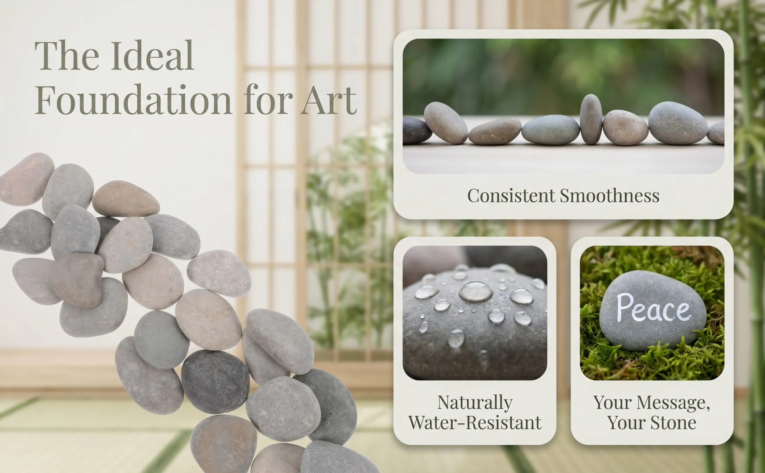 24Pcs Natural River Rocks for Painting - 3-5Cm Flat Smooth Large Craft Stones Ideal for DIY Kindness Stones Adult Holiday