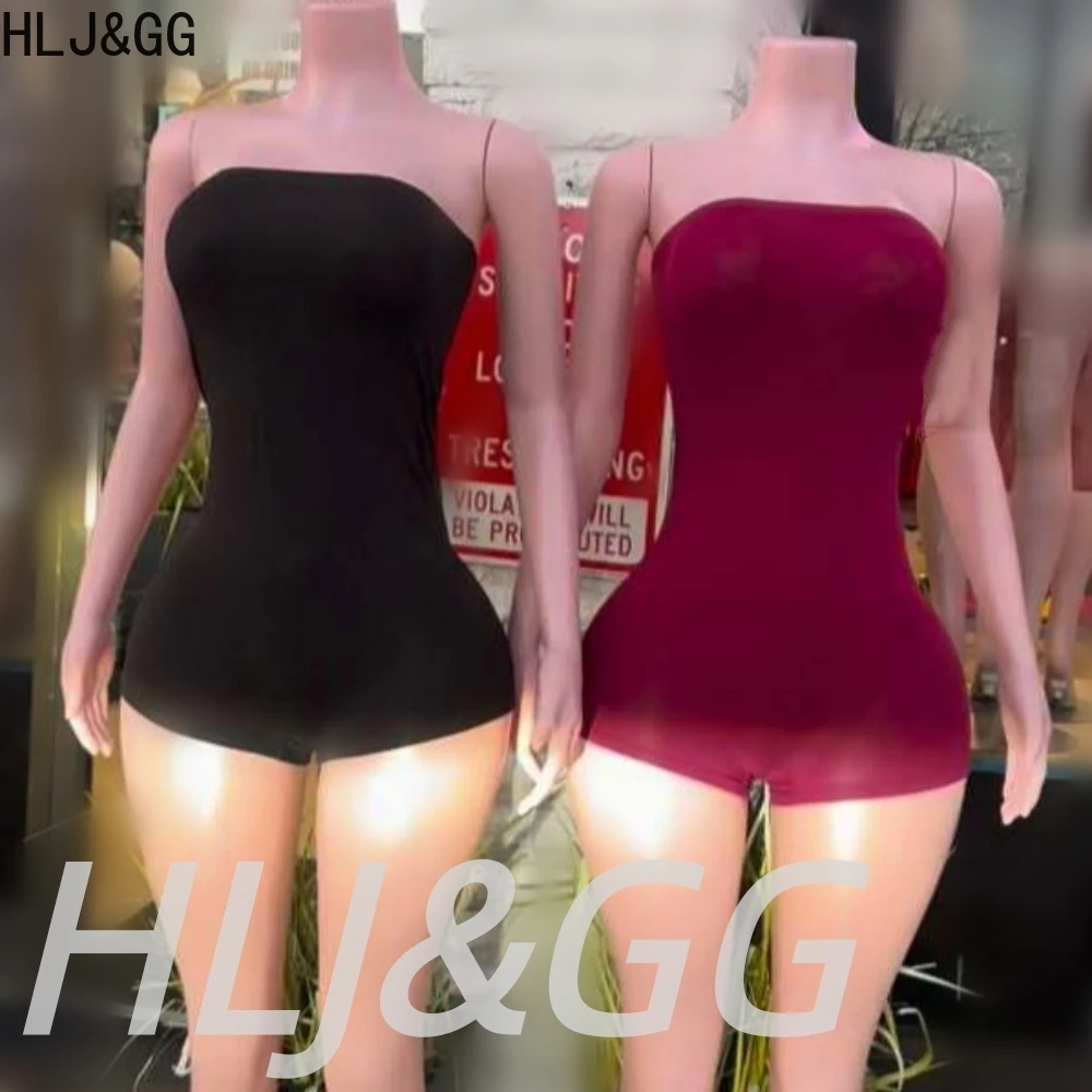 HLJ&GG Sexy Y2K Solid Off Shoulder Bodycon One Piece Rompers Women Sleeveless Backless Slim Jumpsuits Fashion Overalls 2026 New