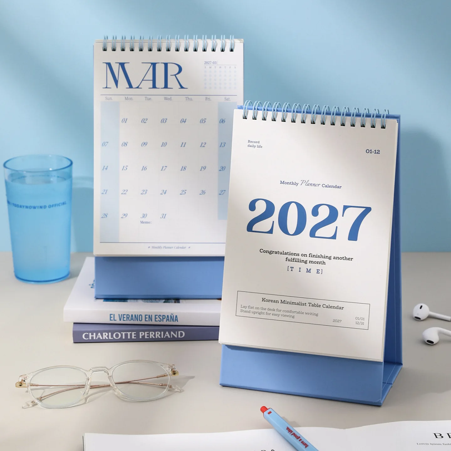 Korean Style Minimalist Table Calendat Stable Triangular Base Simple Coil Desk Calendars Text Theme Desktop Note Ornament