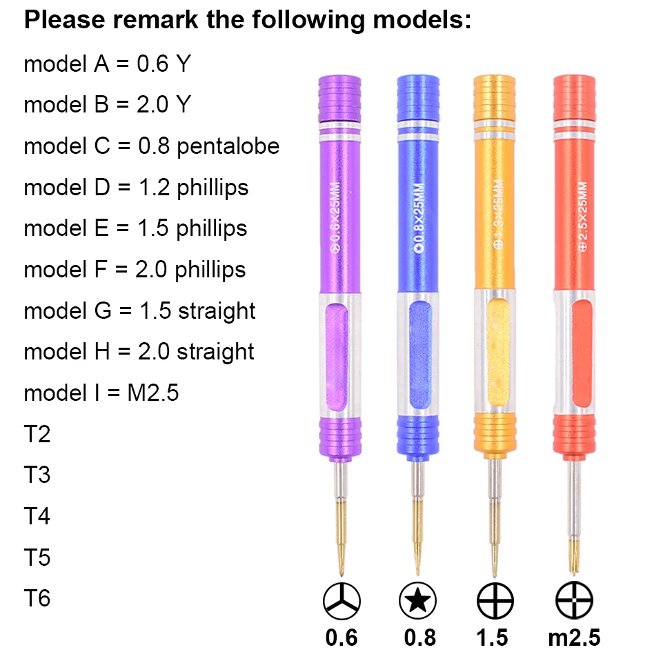 Colorful Special Design S2 Metal Screwdriver Key All Style OEM Factory Customization Order Screw Driver 400pcs/lot
