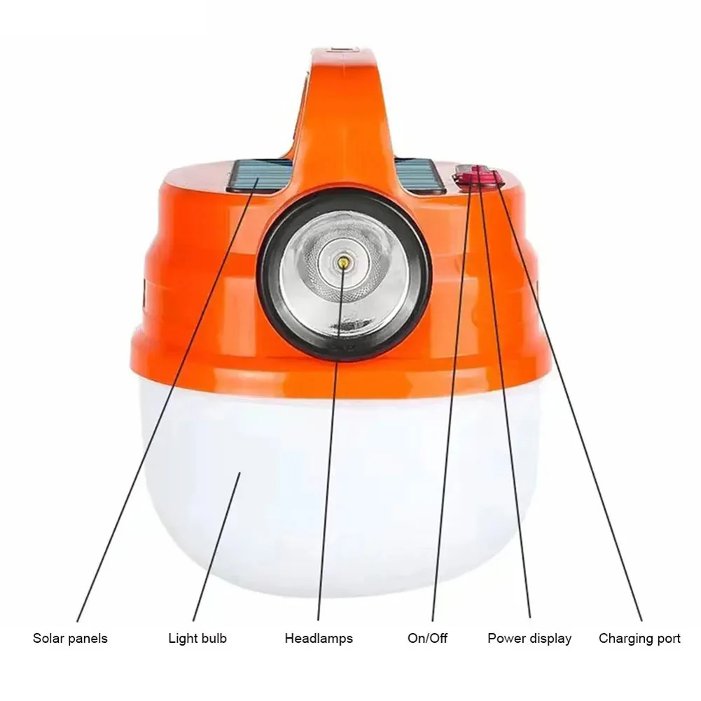 Lanterne solaire de camping portable, aste par USB 62, luminosité réglable, lampe de poche, lampe de tente