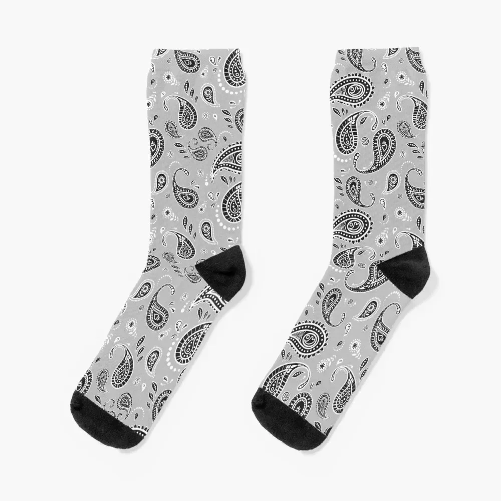 Silver Gray Paisley Pattern Socks luxe cycling Woman Socks Men's