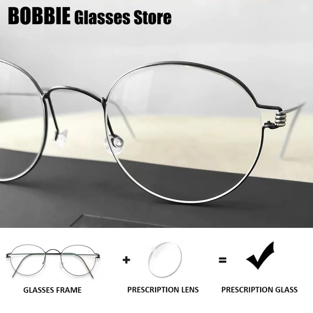 

Air Titanium Prescription Glasses Frame Men Women Round Photochromic Eyewear Optical Myopia Progressive Eyeglasses 50mm Morten